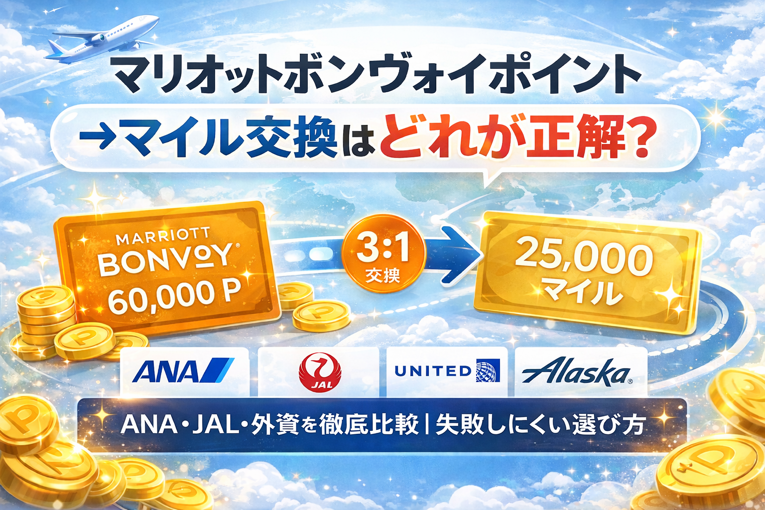 マリオットボンヴォイポイント→マイル交換はどれが正解？ANA・JAL・外資を徹底比較 | 失敗しにくい選び方